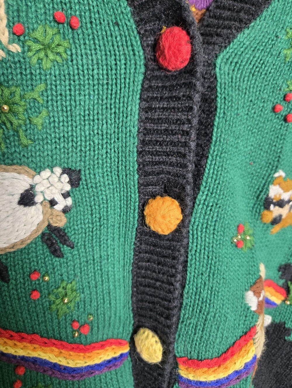 Susan Bristol Vintage Noahs Ark Cardigan Sweater Size Medium - Picture 6 of 16